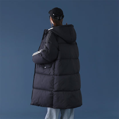 Woman Trench Over The Knee Long Hooded Puffer Jacket – Winter Office & Casual Coat