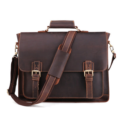 Genuine Leather Men’s Business Briefcase – Premium Cowhide Office Messenger Bag