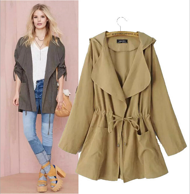 Women’s Hooded Waterproof Trench Coat – Lightweight Windbreaker Jacket