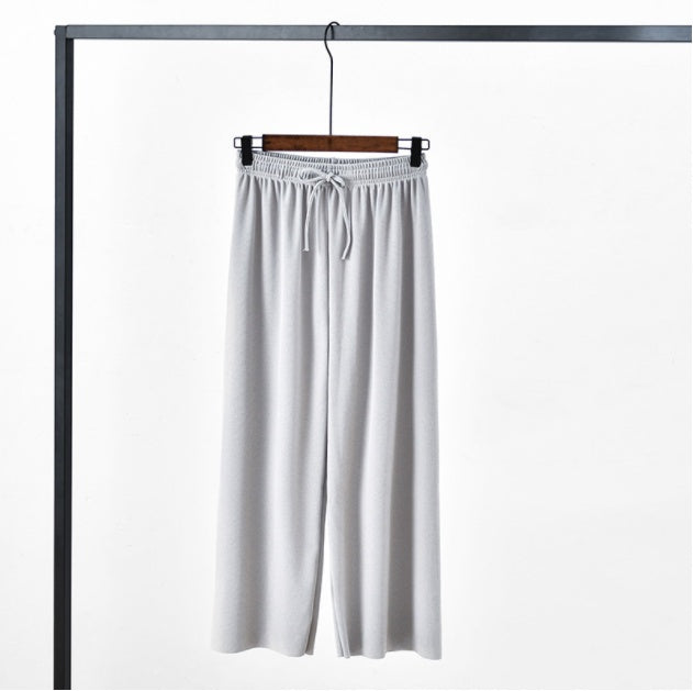 Women’s Ice Silk Wide Leg Trousers – Cotton Linen Lightweight Summer Pants