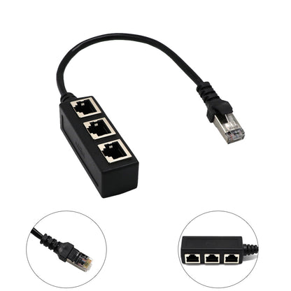 RJ45 Network Splitter Adapter 1 Male to 3 Female CAT6 LAN | Networking Tools | Ethernet Cable Connector
