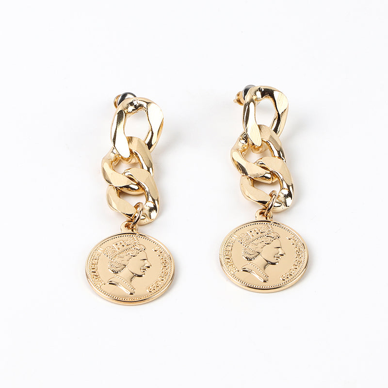 Spiral Chain Stud Earrings for Women – Silver Needle Electroplated Long Drop Fashion Earrings