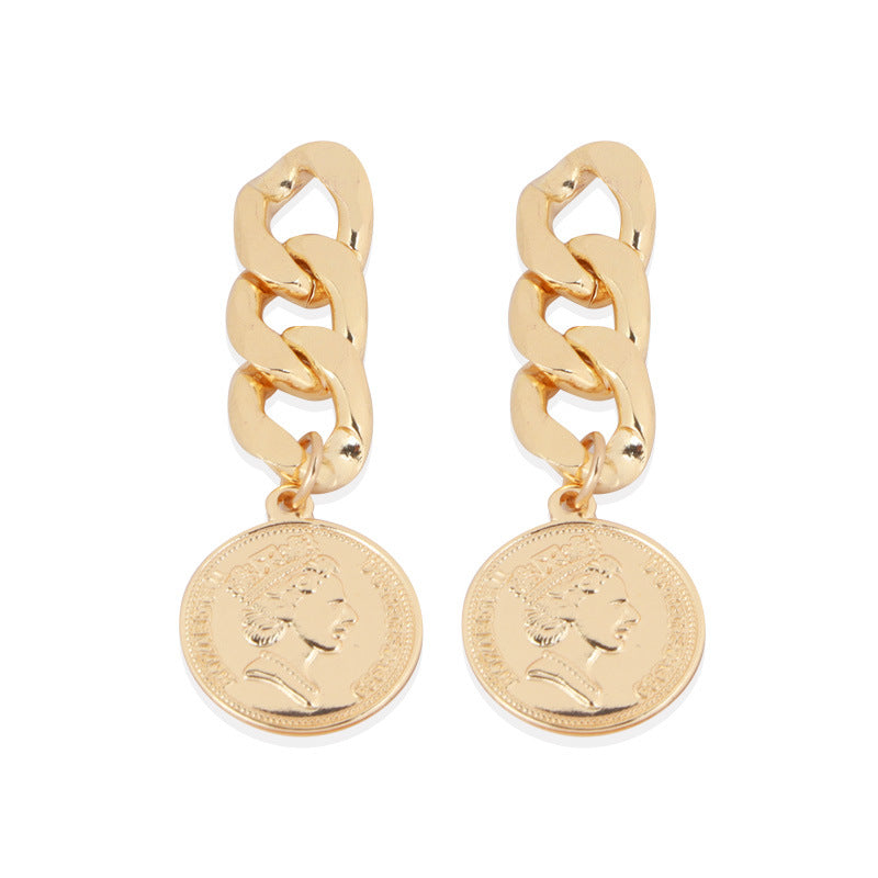 Spiral Chain Stud Earrings for Women – Silver Needle Electroplated Long Drop Fashion Earrings
