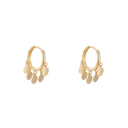 Geometric Round 925 Silver Stud Earrings – Mini Wafer Electroplated Fashion Earrings for Women