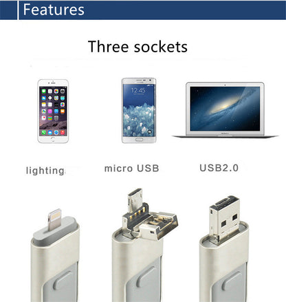 USB Flash Drives 3-in-1 OTG USB Flash Drive for Apple Android Mobile & Computer