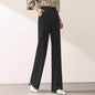 Women’s High Waist Wide Leg Trousers – Korean Loose Straight Pants (White / Black)