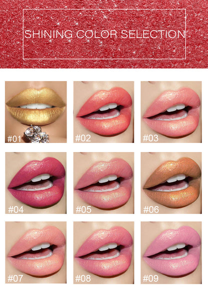 HANDAIYAN Metallic Lipstick – Shiny Pearlescent Colour Changing Lip Gloss, Long Lasting Hydrating Lipstick Makeup for Women
