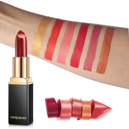 HANDAIYAN Metallic Lipstick – Shiny Pearlescent Colour Changing Lip Gloss, Long Lasting Hydrating Lipstick Makeup for Women