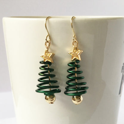 Christmas Tree Star Earrings – DIY Aluminium Alloy Festive Stud Earrings for Women