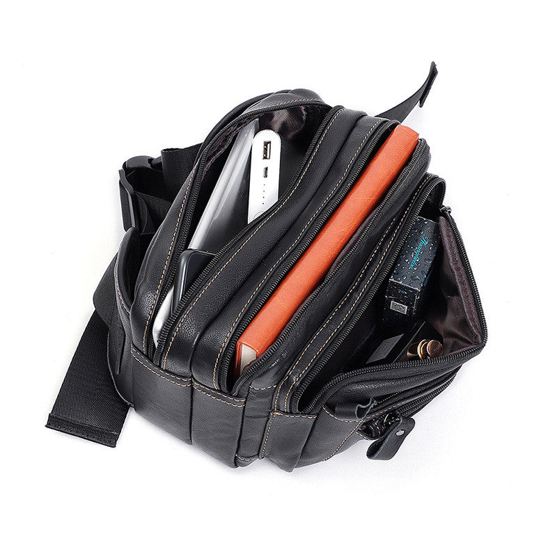 Genuine Leather Men’s Waist Bag – Medium Retro Crossbody Travel Bag