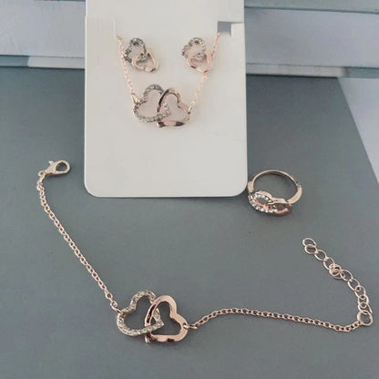 5PCS Butterfly Jewellery Set for Women – Necklace, Earrings, Ring & Bracelet | Bridal Wedding Party Gift | Gold & Silver Plated Fashion Jewellery