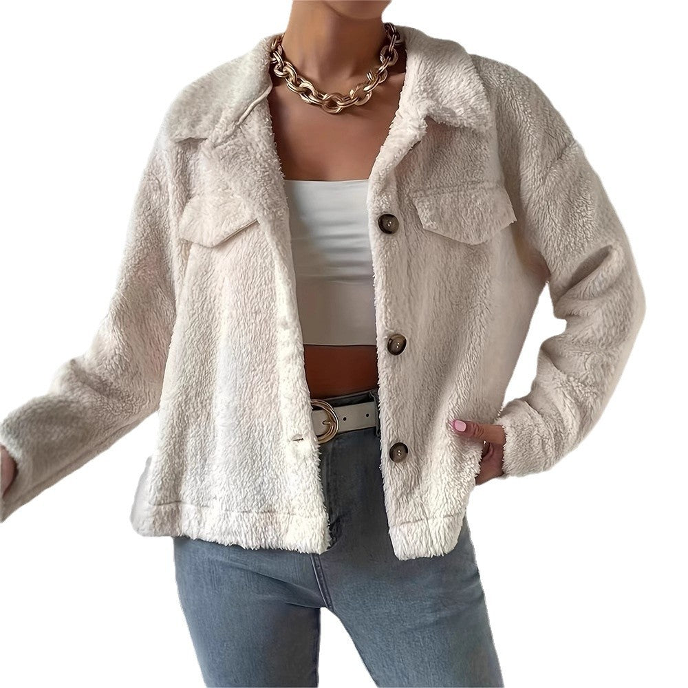 Basic Jacket Women’s White Short Lapel Coat – Casual Office Jacket Korean Style