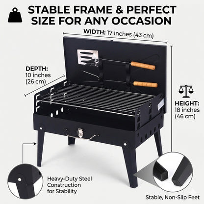 Portable Folding Charcoal BBQ Barbecue Camping Grill Travel Picnic Outdoor UK