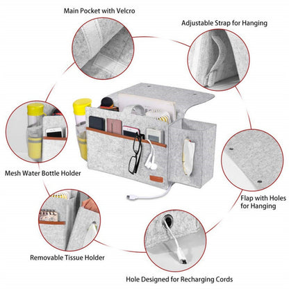 Bedside BIGGER Storage Caddy Sofa Desk Felt Hanging Bag Pocket Organizer 3 Color