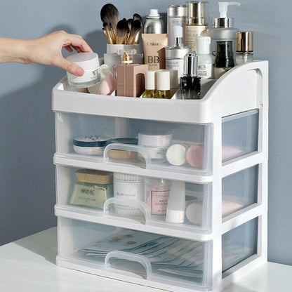 4 Tiers Makeup Storage Clear Box Desktop Cosmetic Stationery Drawers Organizer
