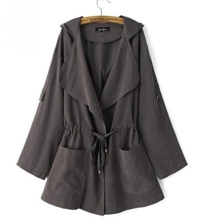 Women’s Hooded Waterproof Trench Coat – Lightweight Windbreaker Jacket