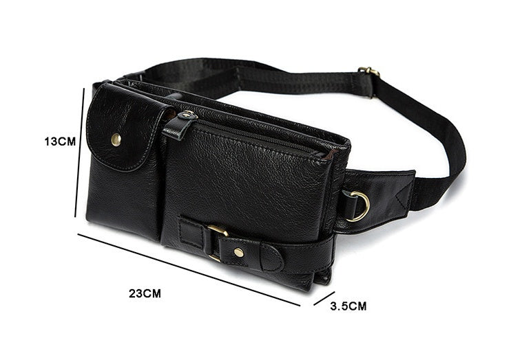 Genuine Leather Men’s Waist & Crossbody Bag – Retro Soft Cowhide Sling Bag