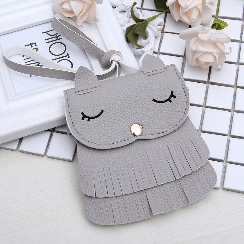 Cute Fox Tassel PU Crossbody Bag for Girls – Small Kids Shoulder Bag