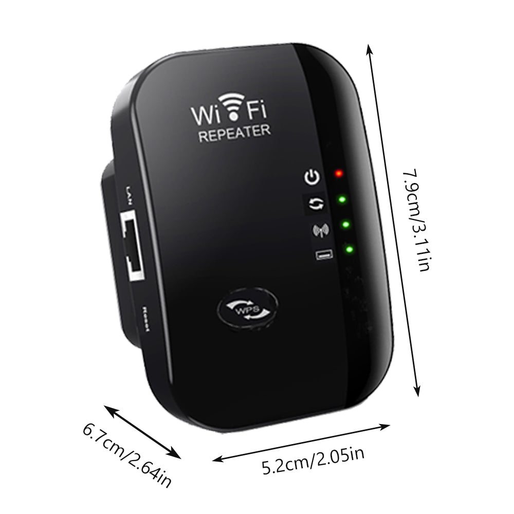 WiFi Extender Booster, WiFi Repeater Range Covers With Ethernet Port, WiFi Signal Extender Range Repeater Mini 2.4G Portable Booster Internet Amplifier UK Plug 300Mbps Black