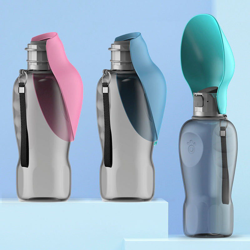 Portable Dog Water Bottle 800ml Leakproof Travel Dispenser with Foldable Bowl for Walking & Hiking
