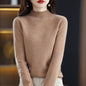 Women’s Wool Blend Half Turtleneck Jumper – Loose Fit Office Knit Sweater