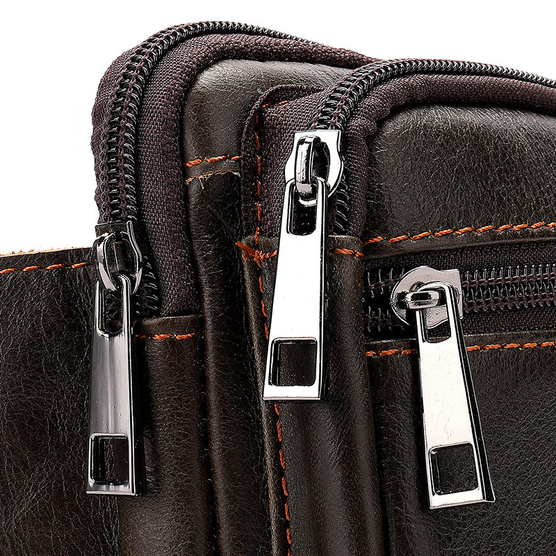 Genuine Cowhide Leather Men’s Waist Bag – Retro Crossbody Hip Bag