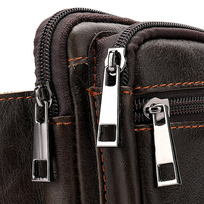 Genuine Cowhide Leather Men’s Waist Bag – Retro Crossbody Hip Bag