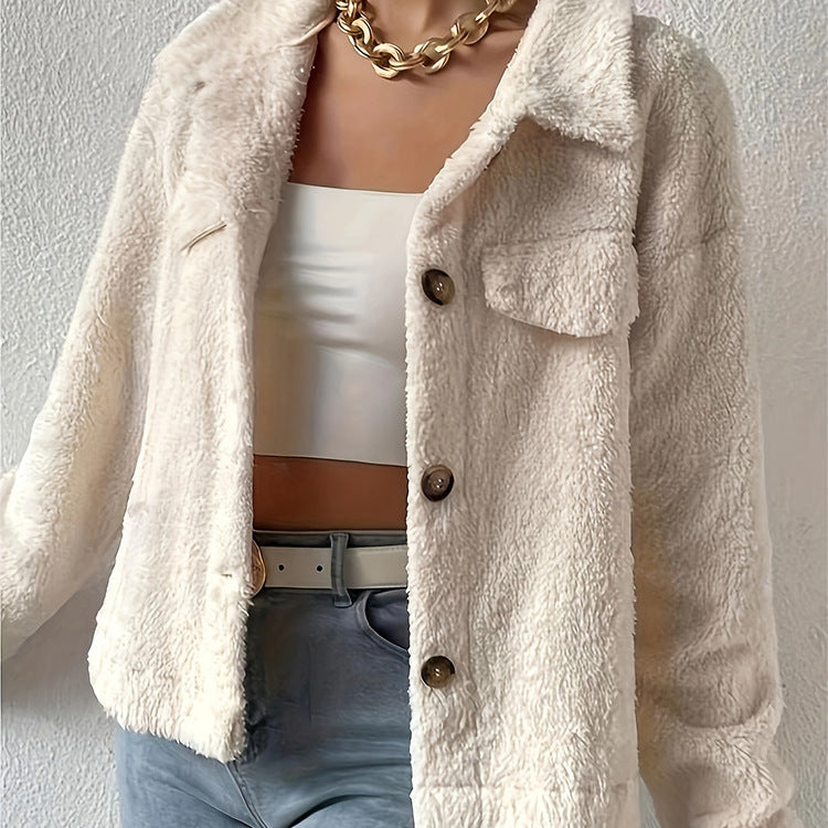 Basic Jacket Women’s White Short Lapel Coat – Casual Office Jacket Korean Style