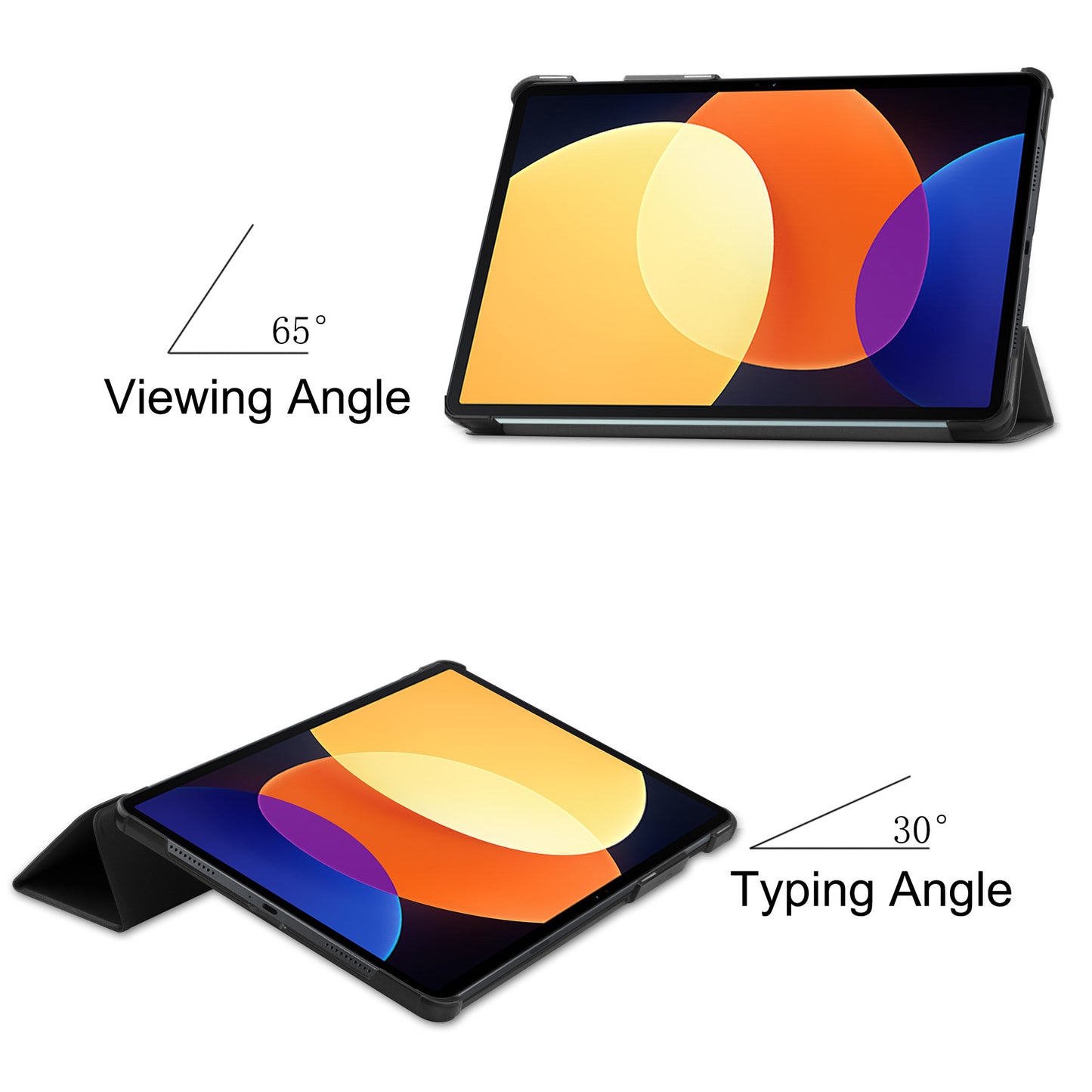 Ultra Thin Tri-Fold Case for Xiaomi Pad 5 Pro 12.4 | Auto Wake Hard Shell | Tablets