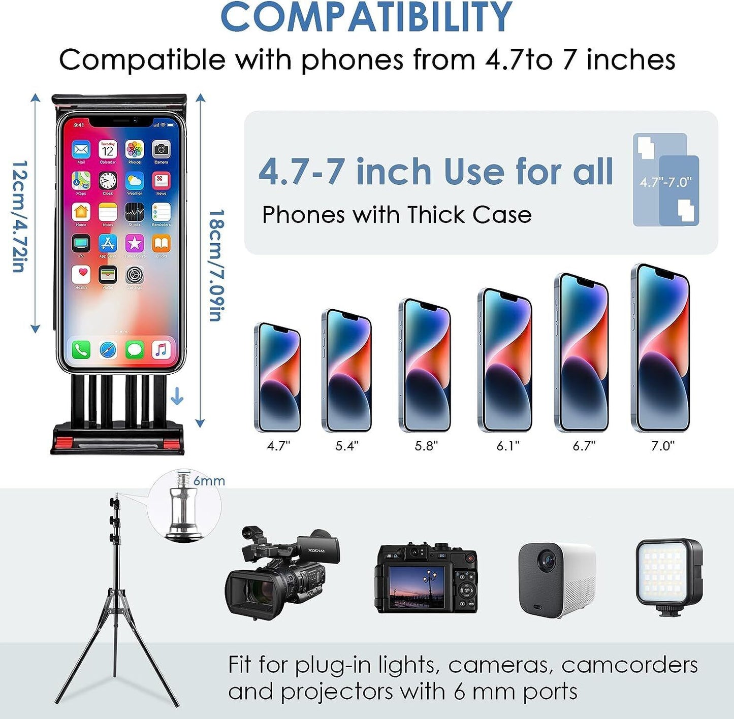 170cm Tall Flexible Phone Tripod With Gooseneck Heavy Duty Phone Tripod Stand UK