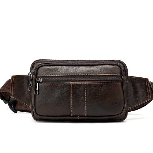 Genuine Cowhide Leather Men’s Waist Bag – Retro Crossbody Hip Bag