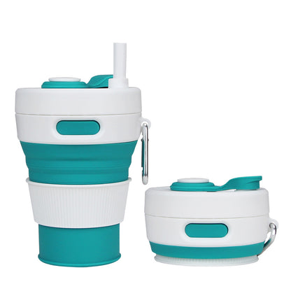 Silicone Folding Cups Portable Compression Cup With Straw