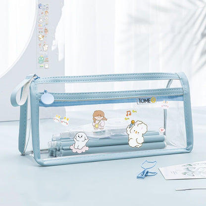 Office & School Supplies Transparent Double-Layer Pencil Case – Large Capacity Exam Stationery Bag