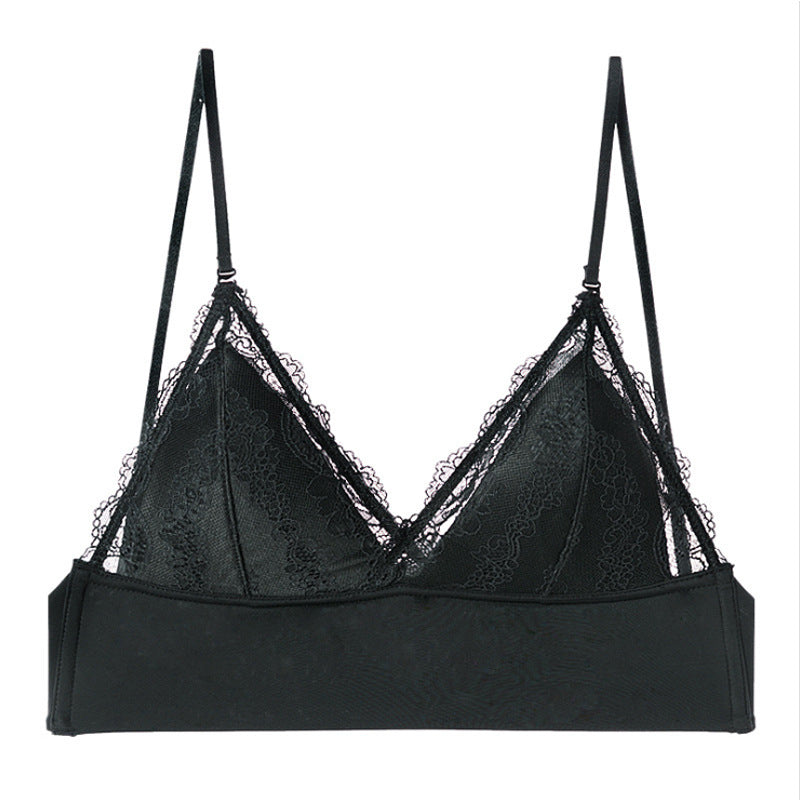 Women’s Lace Halter Bra – Wire free Low Back Seamless Bralette