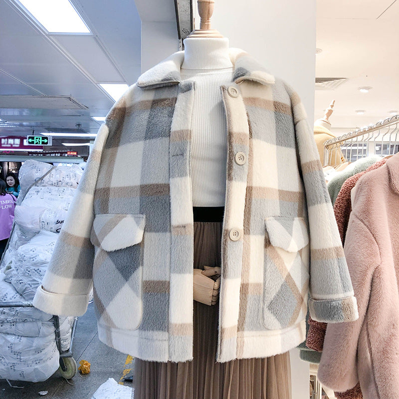 Women’s Wool Blend Coat – Smart Office Winter Jacket with Faux Fur Feel