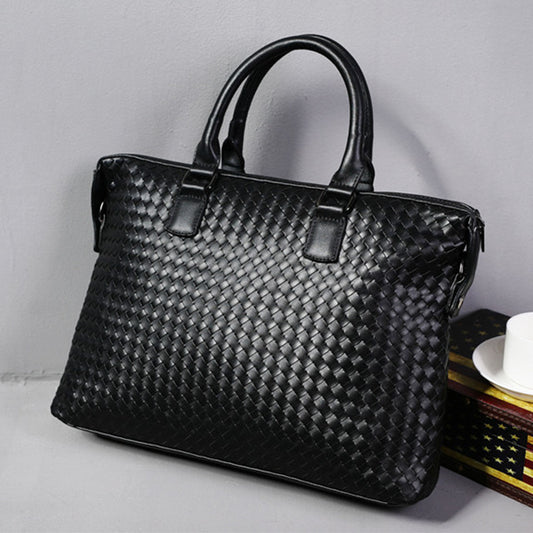 Men’s PU Leather Business Briefcase – Large Laptop Work Tote Bag