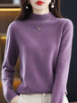 Women’s Wool Blend Half Turtleneck Jumper – Loose Fit Office Knit Sweater