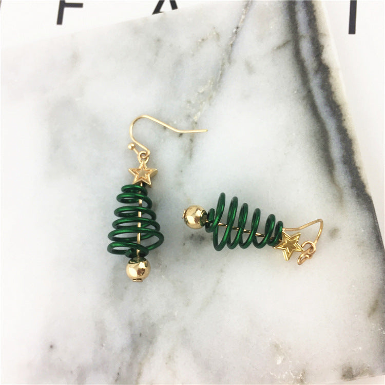 Christmas Tree Star Earrings – DIY Aluminium Alloy Festive Stud Earrings for Women