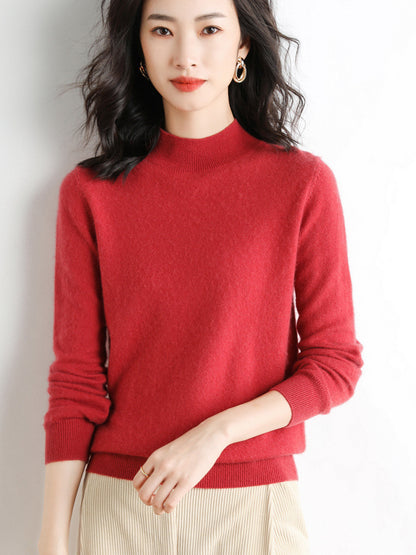 Women’s Wool Blend Turtleneck Knit Sweater – Loose Fit Office Jumper
