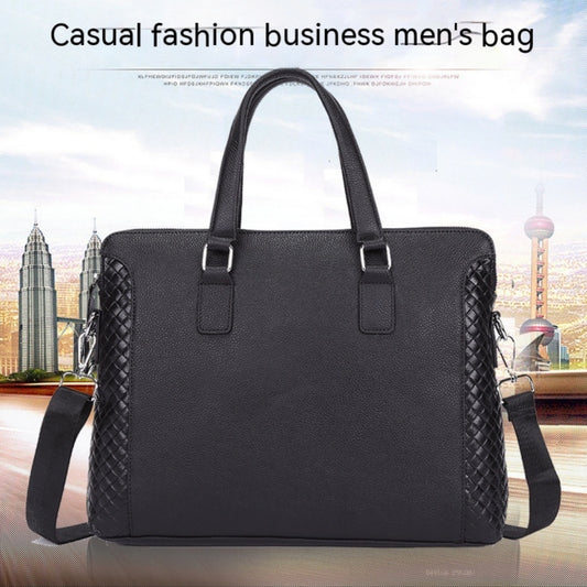 Men’s Genuine Leather Business Briefcase – 14” Laptop Office Work Bag (Cowhide)