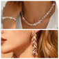Women’s Leaf Rhinestone Necklace & Bracelet Set – Elegant Gold Jewellery Gift Set UK