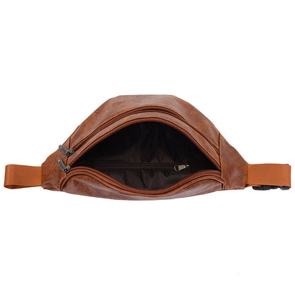 Retro PU Leather Crossbody Waist Bag for Men – Lightweight Everyday Sling Bag