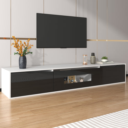 TV Cabinet, High-gloss TV Cabinet, Matching Colours In White And High-gloss Black, With Colour-changing LED Lights.only Front Cabinet Door High-gloss