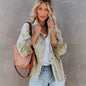Basic Jacket Women’s Raw Hem Ripped Denim Coat – Loose Fit Casual Office Jacket