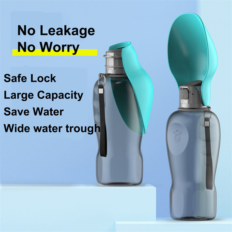 Portable Dog Water Bottle 800ml Leakproof Travel Dispenser with Foldable Bowl for Walking & Hiking