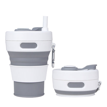 Silicone Folding Cups Portable Compression Cup With Straw