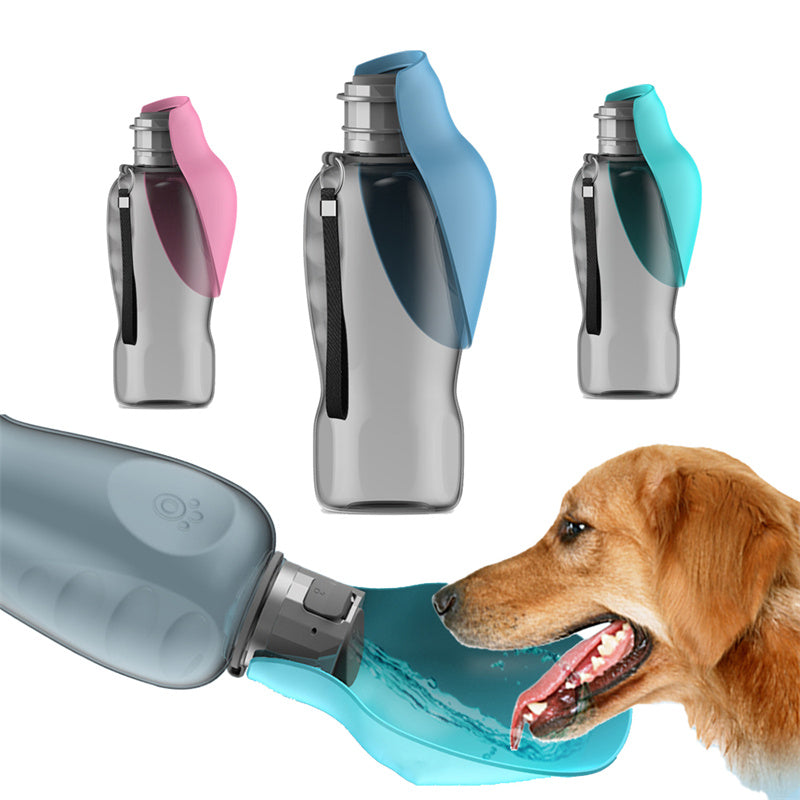 Portable Dog Water Bottle 800ml Leakproof Travel Dispenser with Foldable Bowl for Walking & Hiking