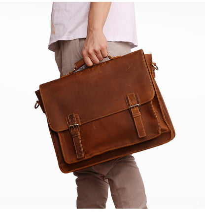 Genuine Leather Men’s Business Briefcase – Premium Cowhide Office Messenger Bag