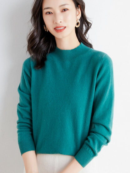 Women’s Wool Blend Turtleneck Knit Sweater – Loose Fit Office Jumper