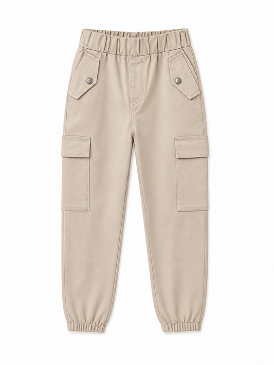 Boys Beige Cargo Jogger Trousers